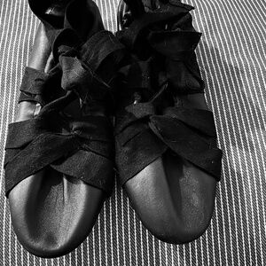 Free people leather ballet flats with wraps